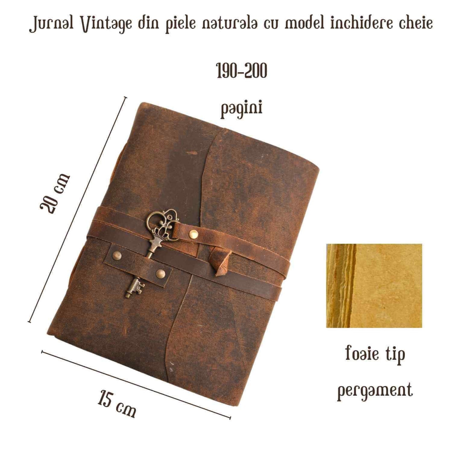 Jurnal Vintage incuietoare cheie inima -Eleganta si Intimitate