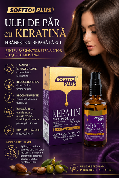 Ulei de Păr cu Keratină - Hrănește și Repară Părul