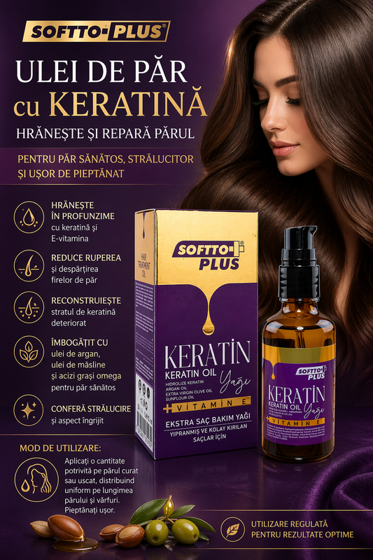 Ulei de Păr cu Keratină - Hrănește și Repară Părul