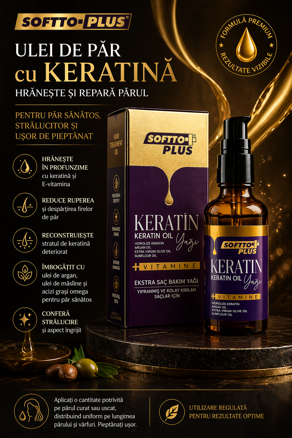 Ulei de Păr cu Keratină - Hrănește și Repară Părul