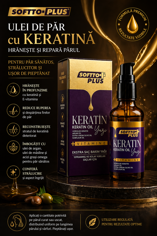 Ulei de Păr cu Keratină - Hrănește și Repară Părul