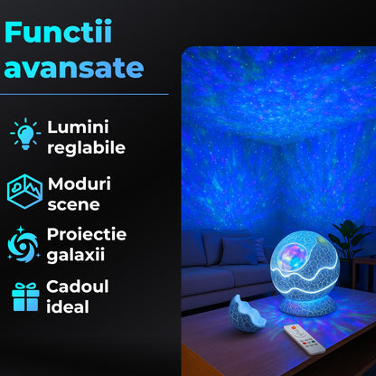 Lampa de Noapte tip Proiector Galaxie Timebox,  Sunete Albe, Alb