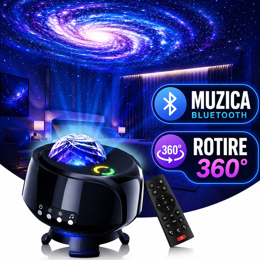 Lampa de veghe tip proiector stele Timebox, galaxii pentru camera, Negru