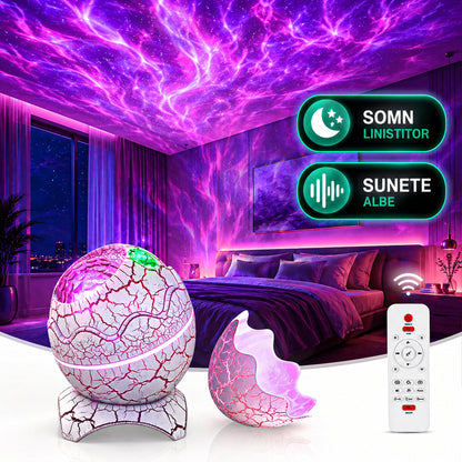 Lampa de Noapte tip Proiector Galaxie Timebox,  Sunete Albe, Alb