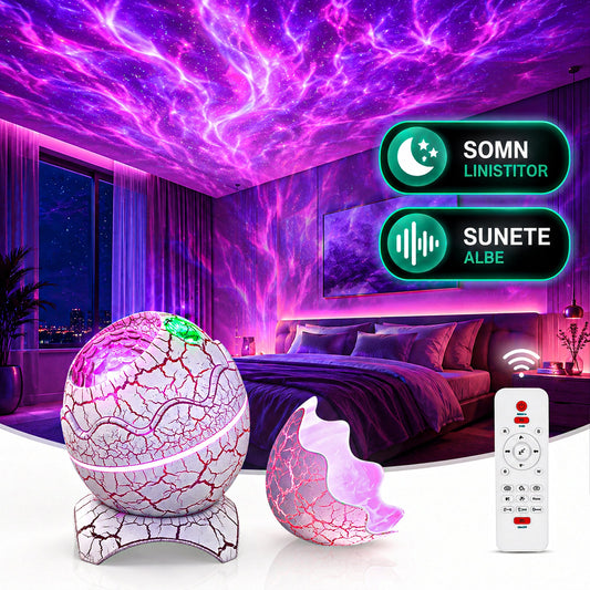 Lampa de Noapte tip Proiector Galaxie Timebox,  Sunete Albe, Alb