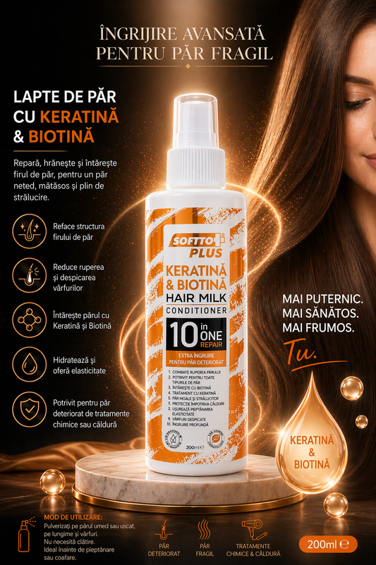 Lapte de Păr cu Keratină și Biotin – Îngrijire Avansată pentru Păr Fragil