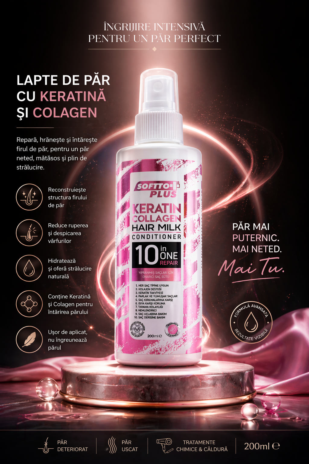 Lapte de Păr cu Keratină și Colagen – Îngrijire Intensivă