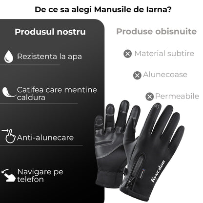 Manusi sport iarna, toamna, aderenta pentru ski, ciclism, Negru - M