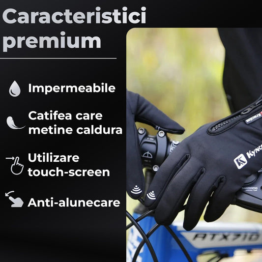 Manusi sport iarna, toamna, aderenta pentru ski, ciclism, Negru - M