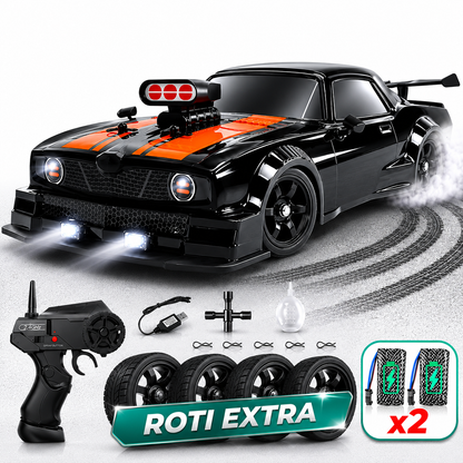 Masina cu telecomanda RC Timebox, 20km/h, 1:16, Drift car, Negru/Portocaliu