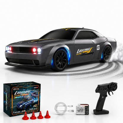 Masina RC Drift 1:43 cu Tractiune Integrala, 4 GHZ, Efecte Luminoase, Gri