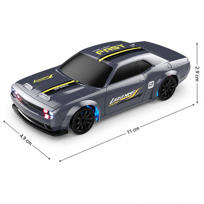 Masina RC Drift 1:43 cu Tractiune Integrala, 4 GHZ, Efecte Luminoase, Gri