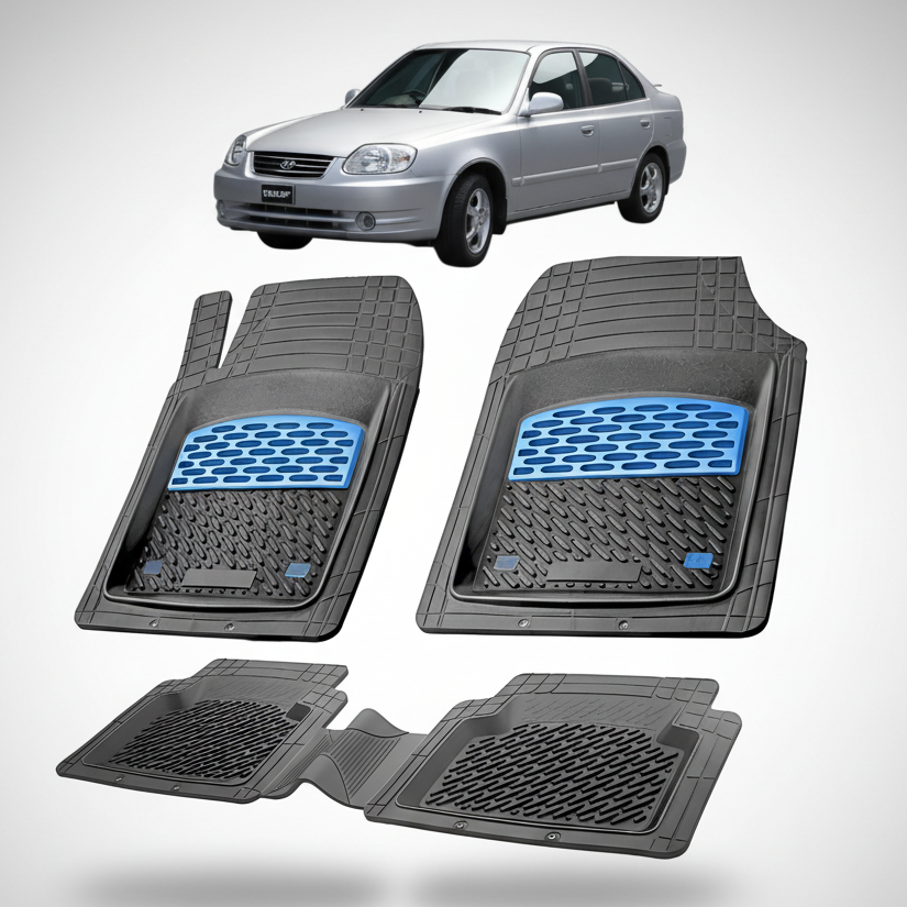 Covorase Auto Cauciuc Tip Tavita Hyundai Accent II (1999-2005) - Blue
