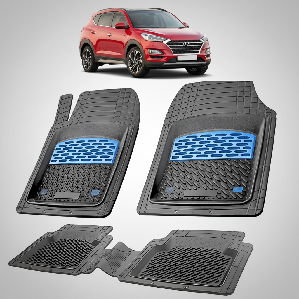 Covorase Auto Hyundai Tucson II (2015-2020) - Cauciuc Tip Tavita-Blue