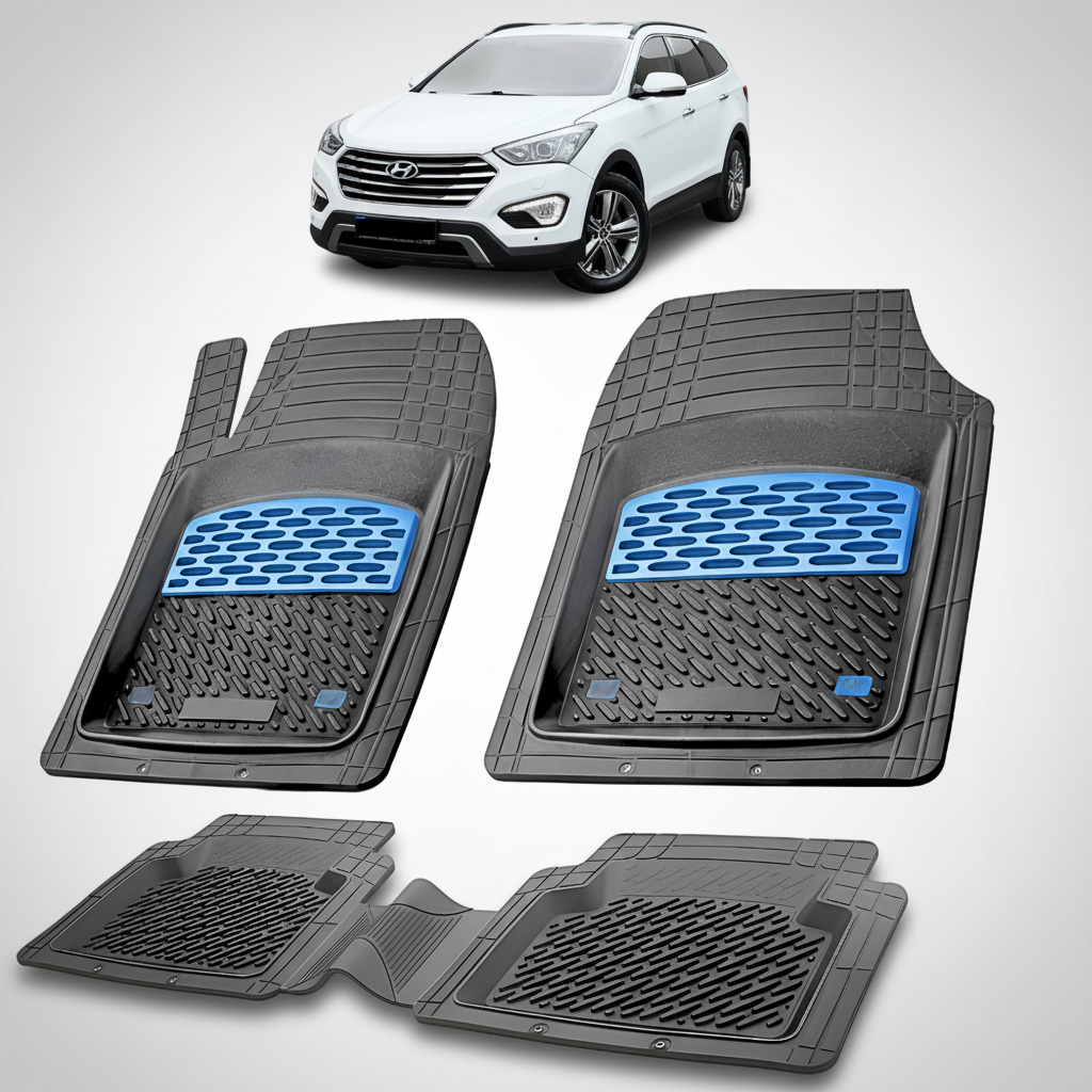 Covorase Auto Hyundai Grand Santa Fe (2013–2015) - Cauciuc Tip Tavita-Blue