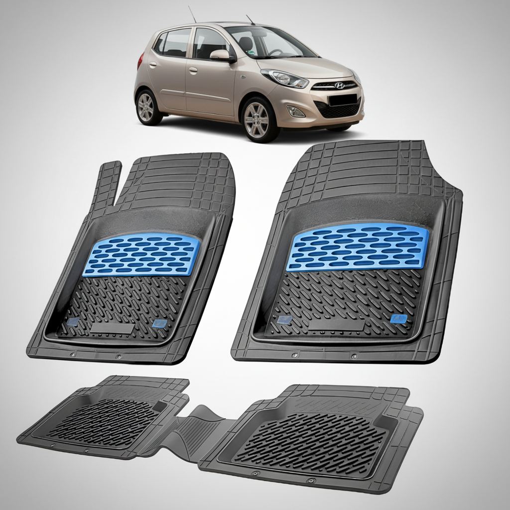 Covorase Auto Hyundai i10 2010-2013 - Cauciuc Tip Tavita-Blue