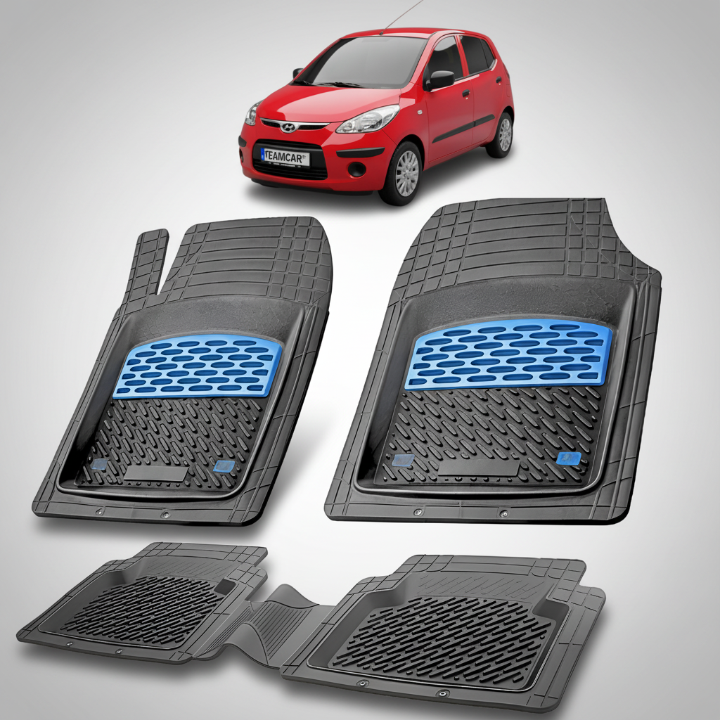 Covorase Auto Hyundai i10 2007-2010 - Cauciuc Tip Tavita-Blue