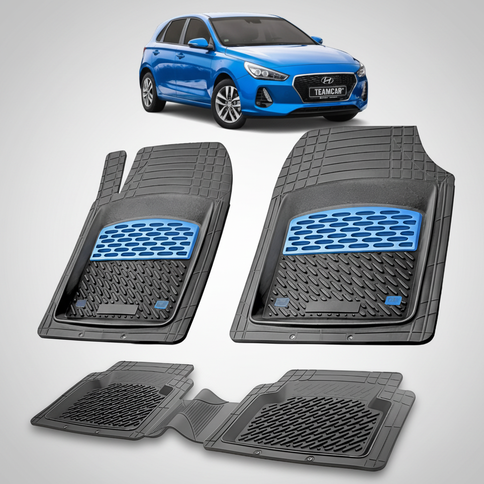 Covorase Auto Hyundai i30 III (2017-2020) - Cauciuc Tip Tavita -Blue