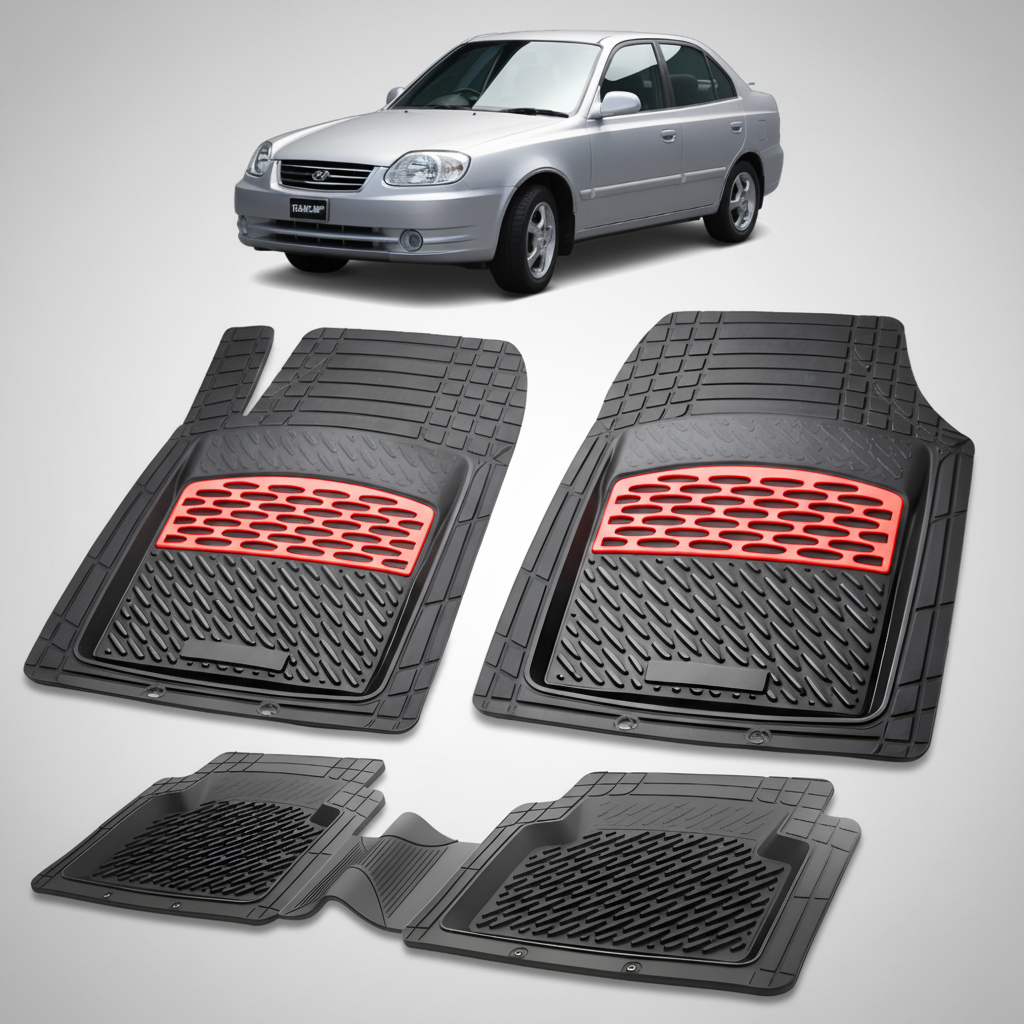 Covorase Auto Cauciuc Tip Tavita Hyundai Accent II (1999-2005) - Red
