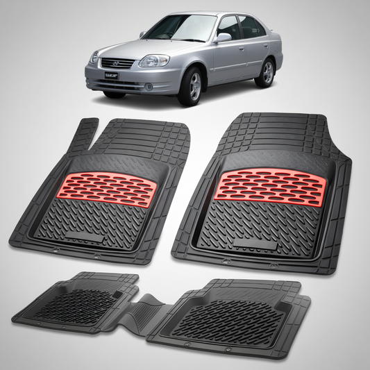 Covorase Auto Cauciuc Tip Tavita Hyundai Accent II (1999-2005) - Red