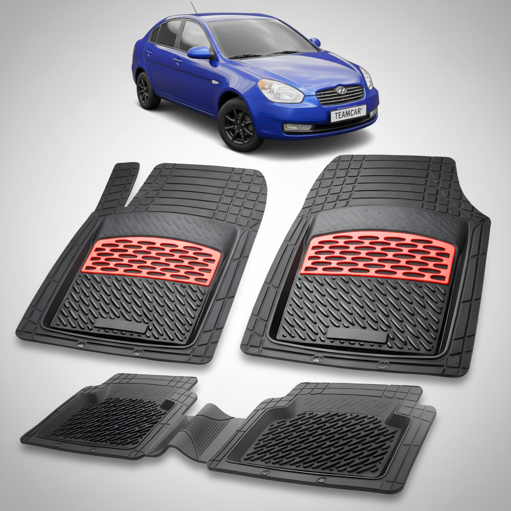 Covorase Auto Cauciuc Tip Tavita Hyundai Accent III (2006-2010) - Red