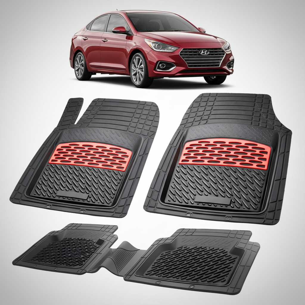 Covorase Auto Hyundai Accent V (HC/YC: 2017–2022)-Cauciuc Tip Tavita-Red