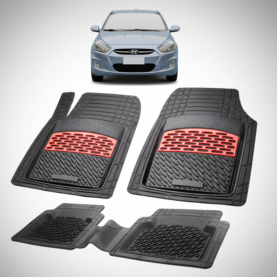 Covorase Auto Hyundai Accent IV (FL-2015–2019)-Cauciuc Tip Tavita-Red