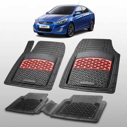Covorase Auto Hyundai Accent IV (RB: 2010–2015) - Cauciuc Tip Tavita-Red