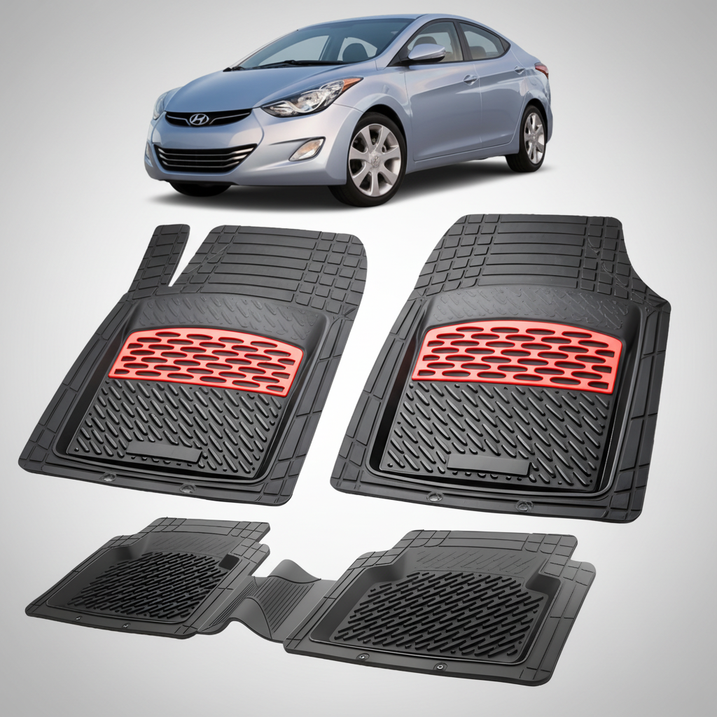 Covorase Auto Cauciuc Compatibile Hyundai Elantra V (MD/UD, 2010–2015)- Red