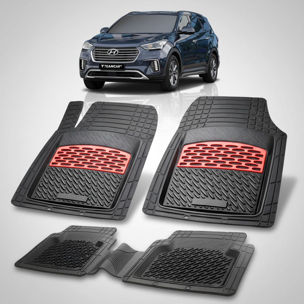 Covorase Auto Hyundai Grand Santa Fe (2016–2018) - Cauciuc Tip Tavita-Red