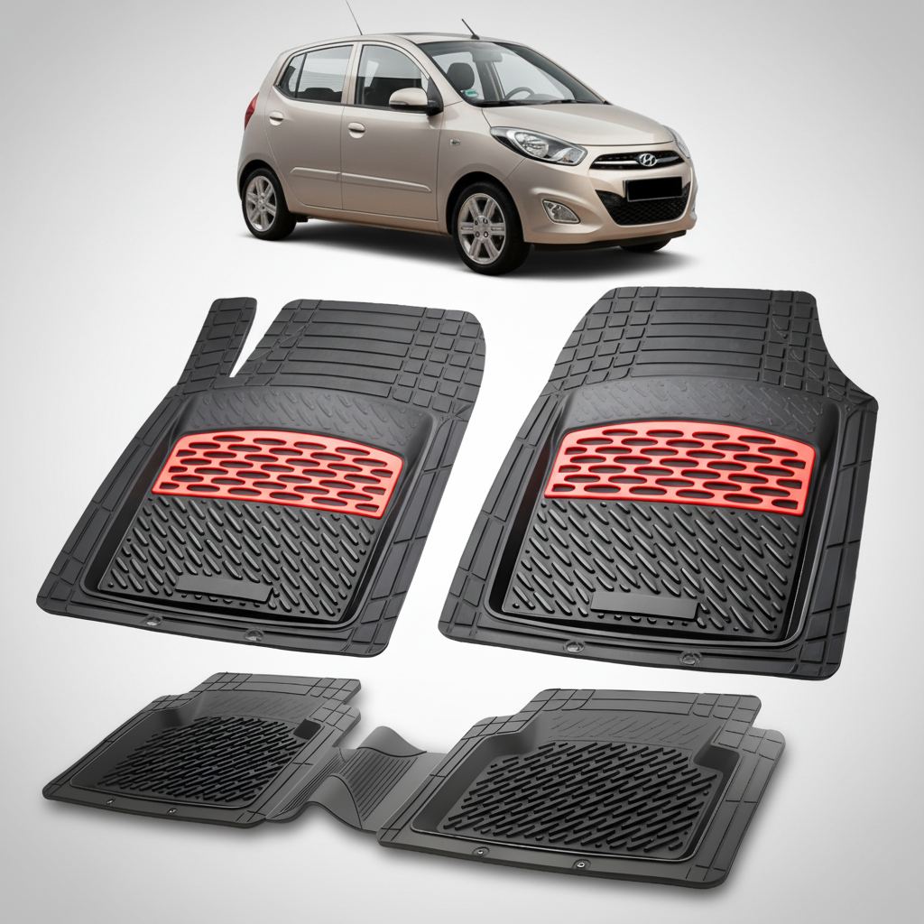Covorase Auto Hyundai i10 2010-2013 - Cauciuc Tip Tavita-Red