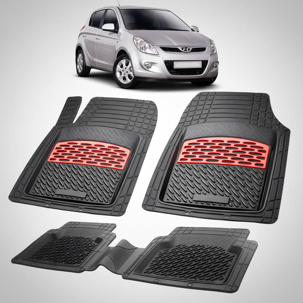 Covorase Auto Hyundai i20 2008-2012 - Tavita Cauciuc-Red