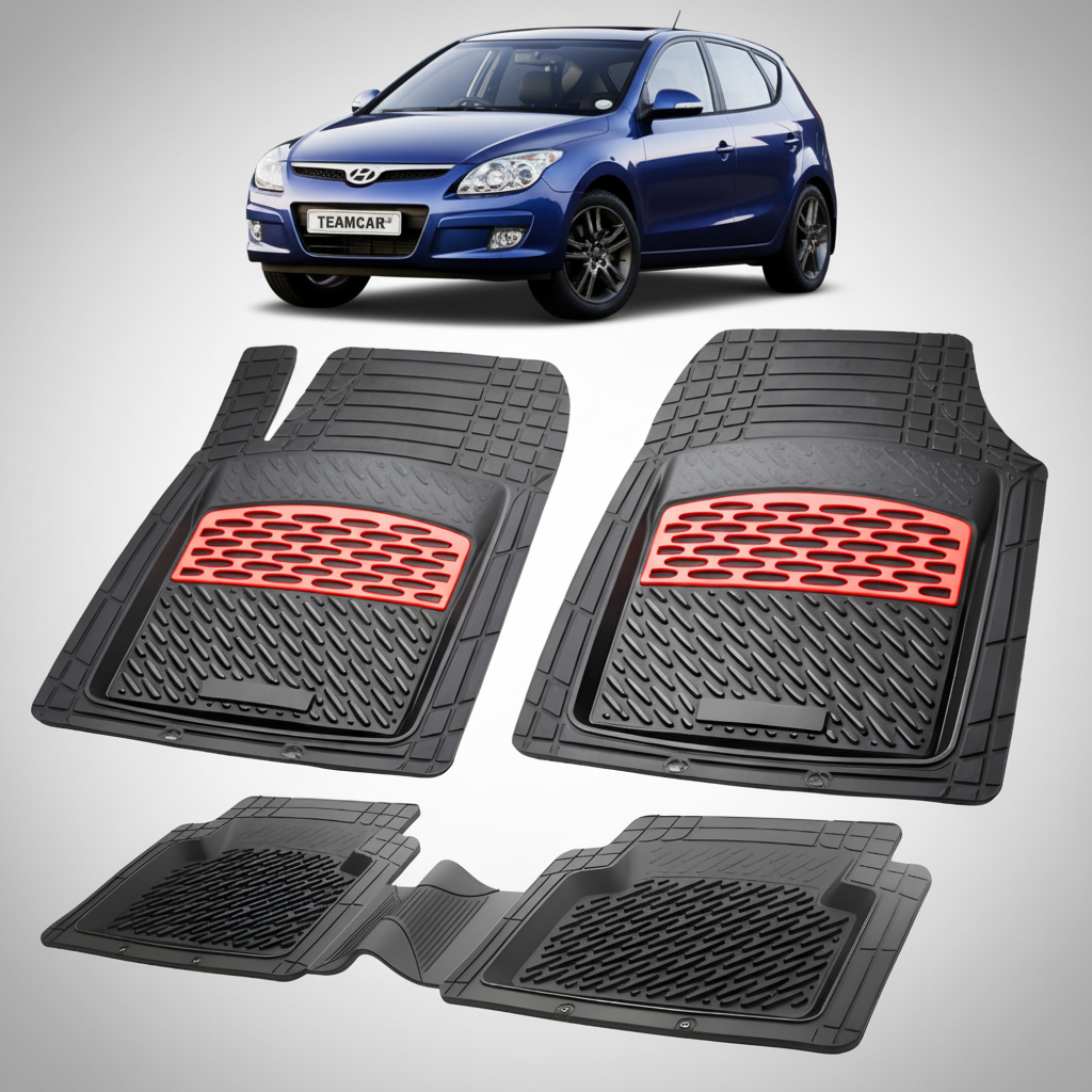 Covorase Auto Hyundai i30 I (2007-2012) - Cauciuc Tip Tavita -Red