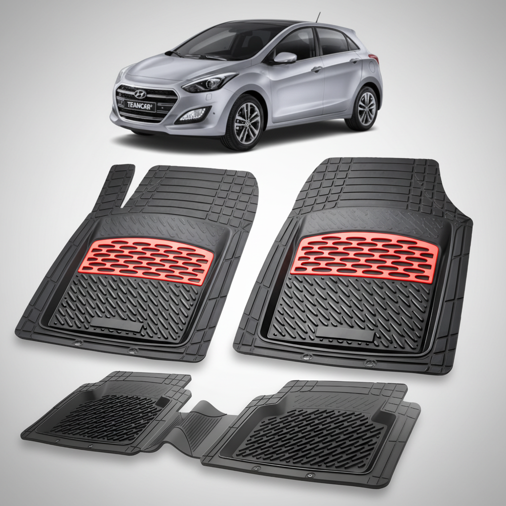 Covorase Auto Hyundai i30 II (2012-2017) - Cauciuc Tip Tavita -Red