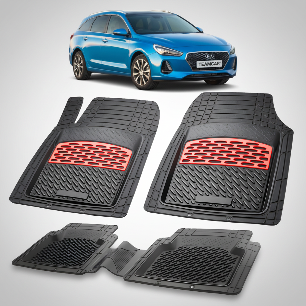 Covorase Hyundai i30 III Tourer 2017-2020 - Cauciuc Tip Tavita -Red