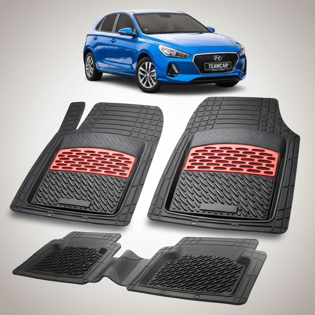 Covorase Auto Hyundai i30 III (2017-2020) - Cauciuc Tip Tavita -Red