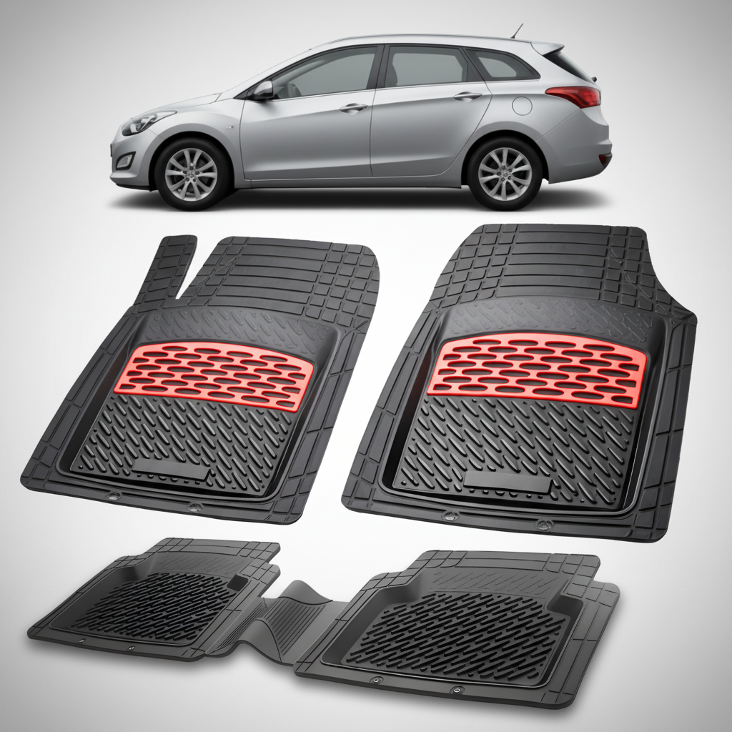 Covorase Auto Hyundai i30 II Tourer (2012-2017) - Cauciuc Tip Tavita -Red
