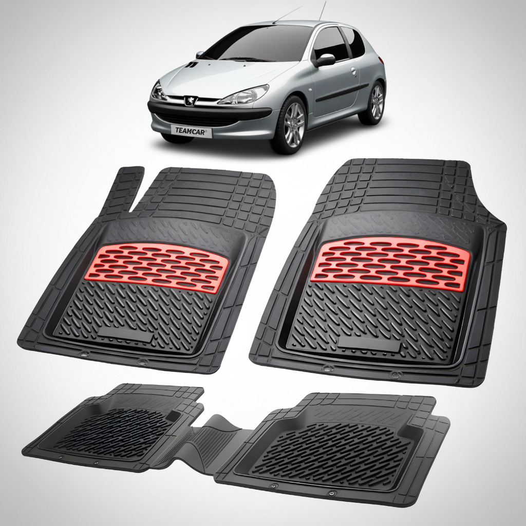 Covorase Tavita Cauciuc Compatibile Peugeot 206 Hatchback (3 usi-1998-2003) Red