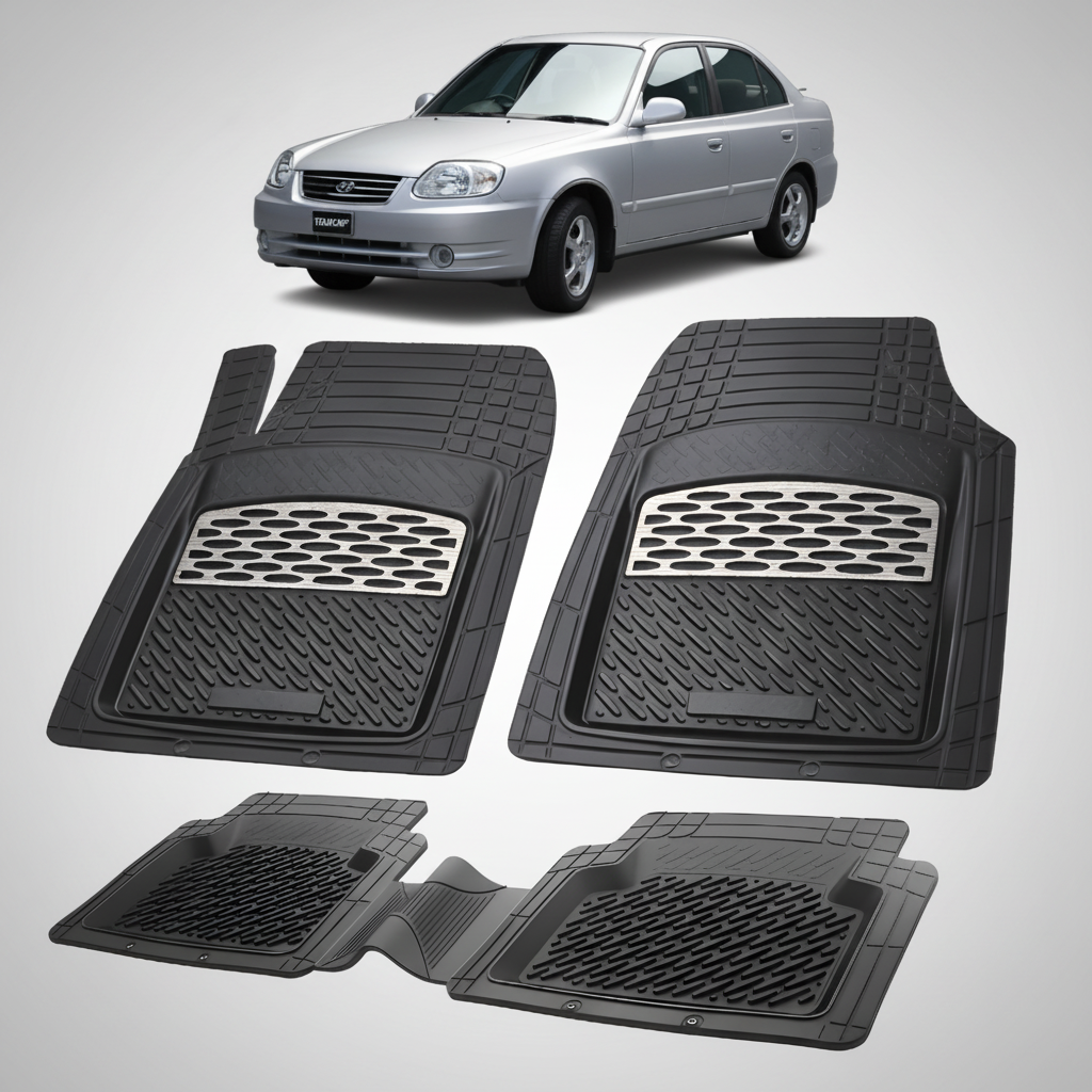 Covorase Auto Cauciuc Tip Tavita Hyundai Accent II (1999-2005) - Silver