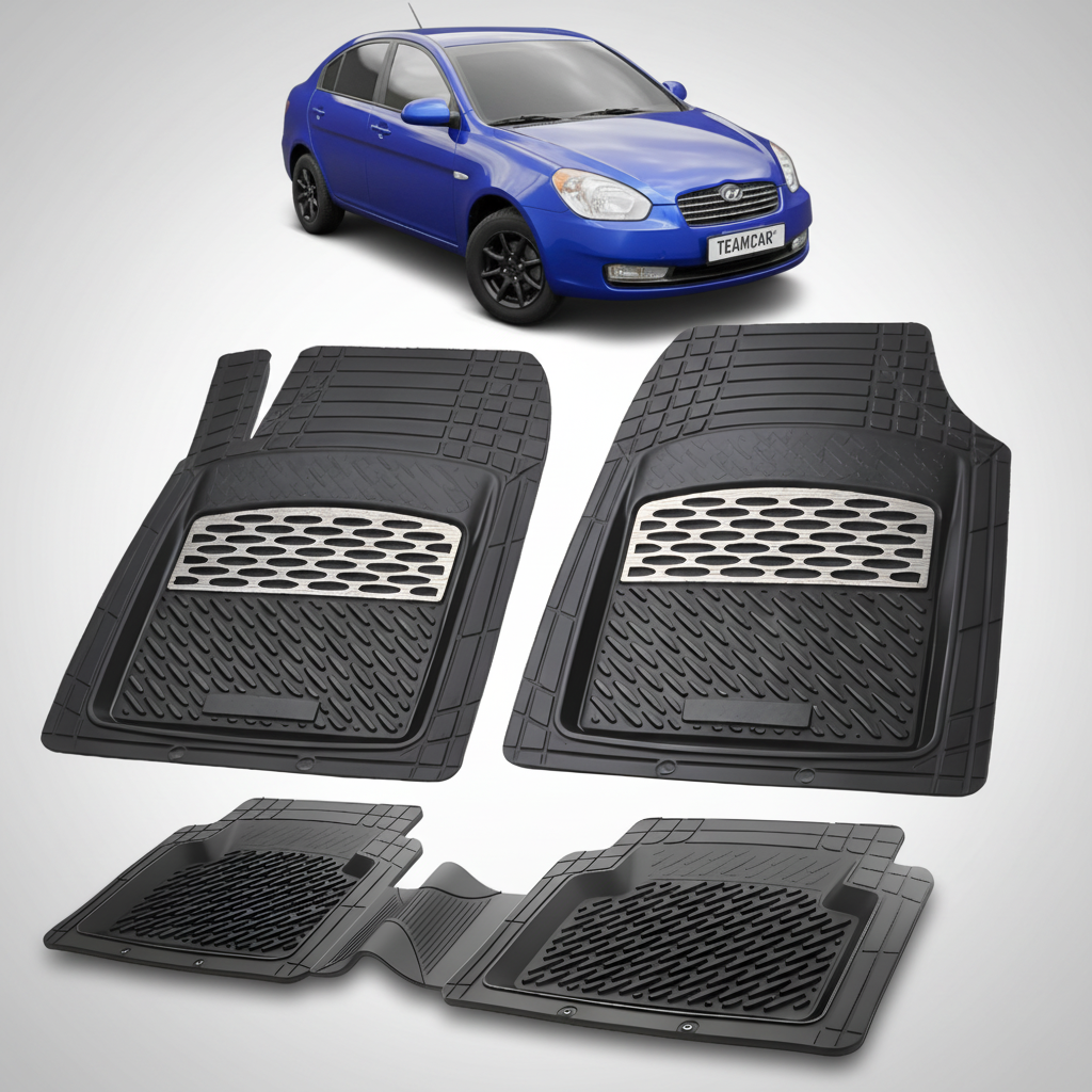 Covorase Auto Cauciuc Tip Tavita Hyundai Accent III (2006-2010) - Silver