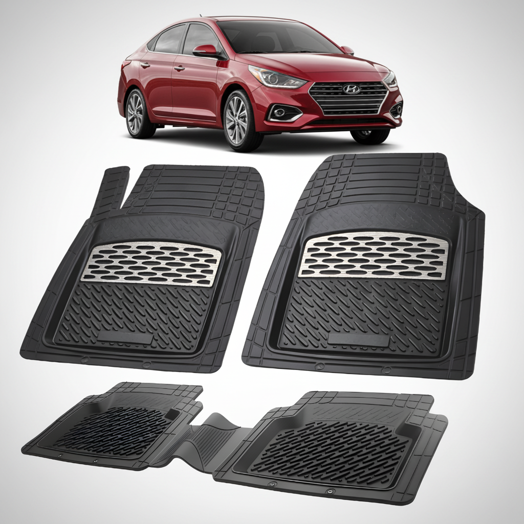 Covorase Auto Hyundai Accent V (HC/YC: 2017–2022)-Cauciuc Tip Tavita-Silver