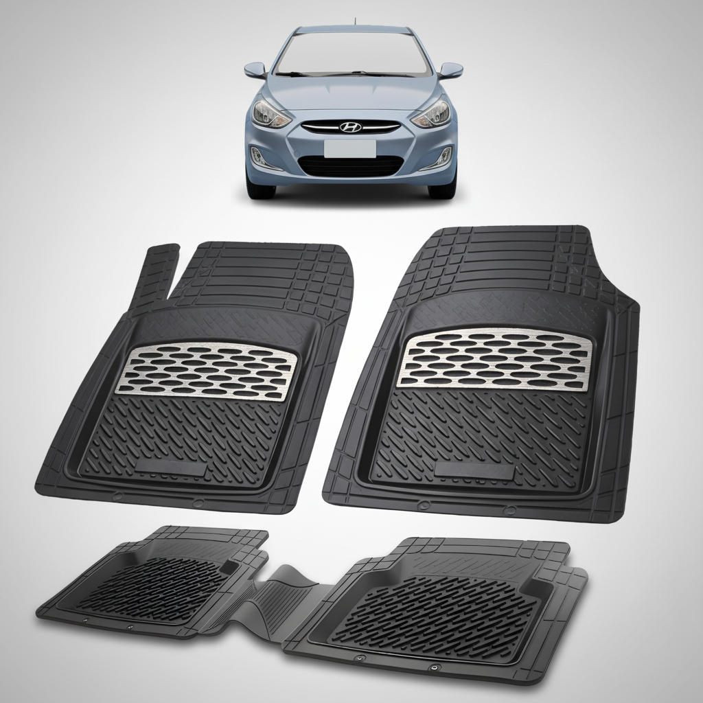 Covorase Auto Hyundai Accent IV (FL-2015–2019)-Cauciuc Tip Tavita-Silver