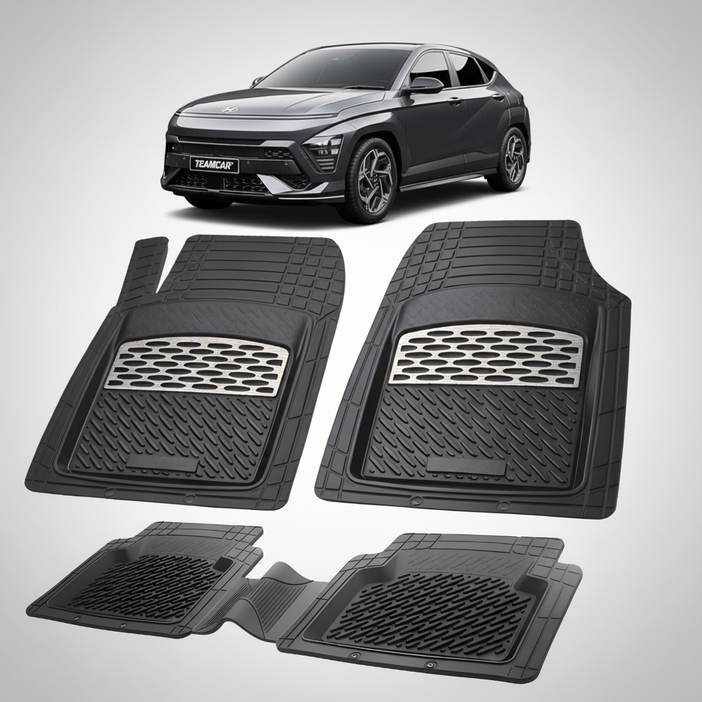 Covorase Auto Hyundai Kona 2023+ | Premium Cauciuc Tavita 3D Silver