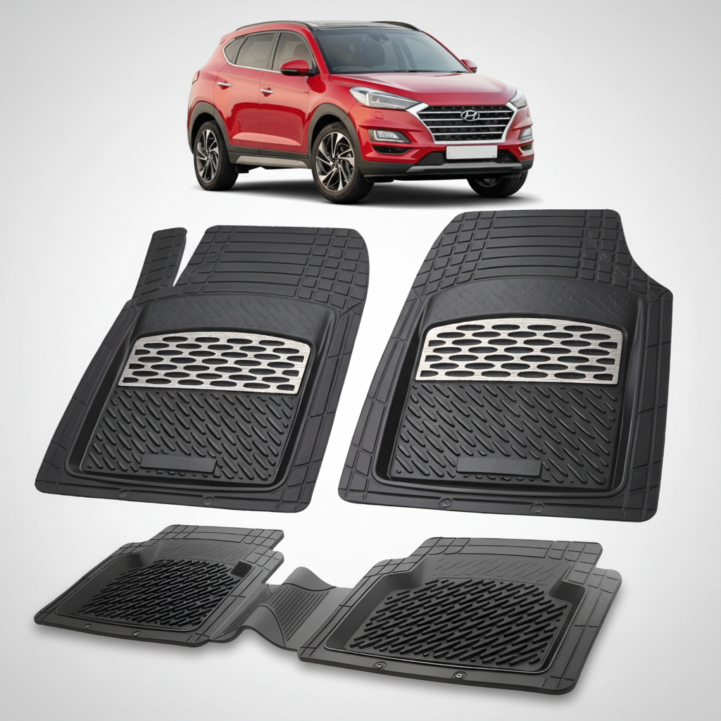 Covorase Auto Hyundai Tucson II (2015-2020) - Cauciuc Tip Tavita-Silver