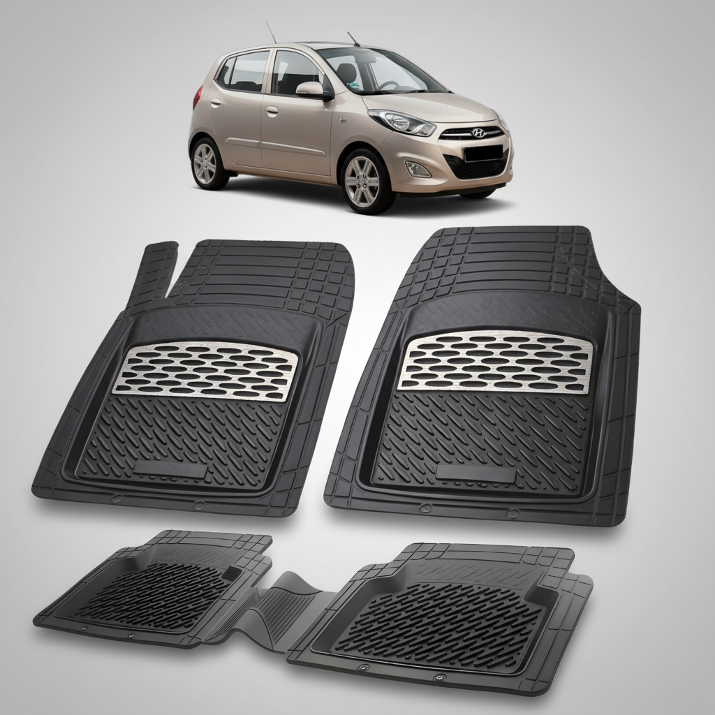 Covorase Auto Hyundai i10 2010-2013 - Cauciuc Tip Tavita-Silver