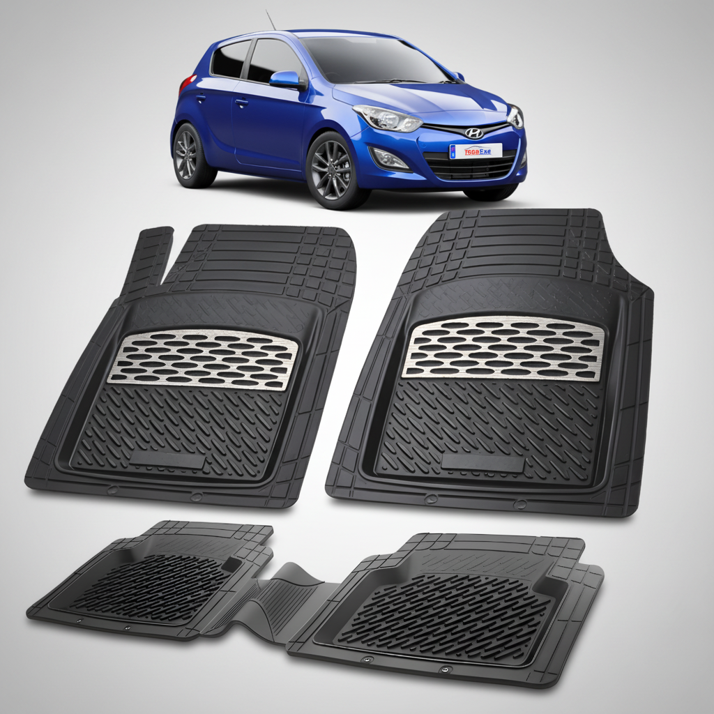 Covorase Auto Hyundai iGen i20 2012-2014 - Tavita Cauciuc-Silver