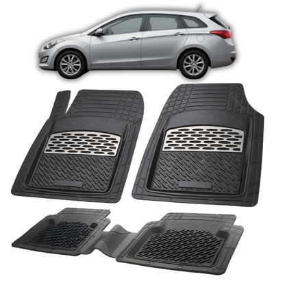 Covorase Auto Hyundai i30 II Tourer (2012-2017) - Cauciuc Tip Tavita -Silver