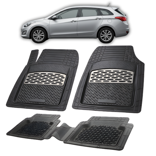 Covorase Auto Hyundai i30 II Tourer (2012-2017) - Cauciuc Tip Tavita -Silver