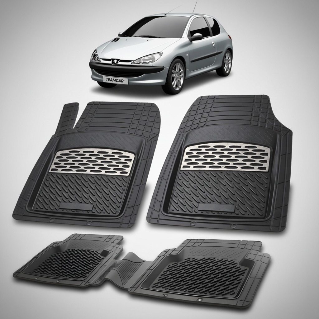 Covorase Tavita Cauciuc Compatibile Peugeot 206 Hatchback (3 usi-1998-2003) Silver