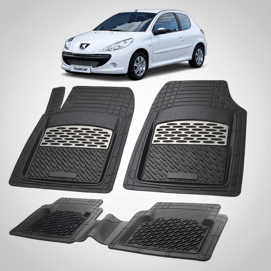 Covorase Cauciuc tip Tavita Compatibile Peugeot 206+ Hatchback 3 usi, Silver